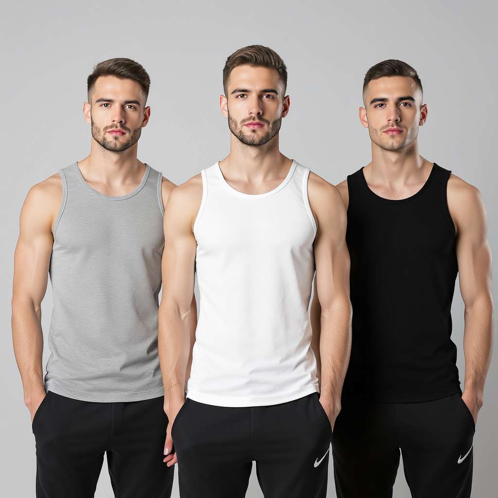 6x MENS 100% COTTON VESTS TANK TOP SUMMER TRAINING GYM TOPS PACK PLAIN S-4XL