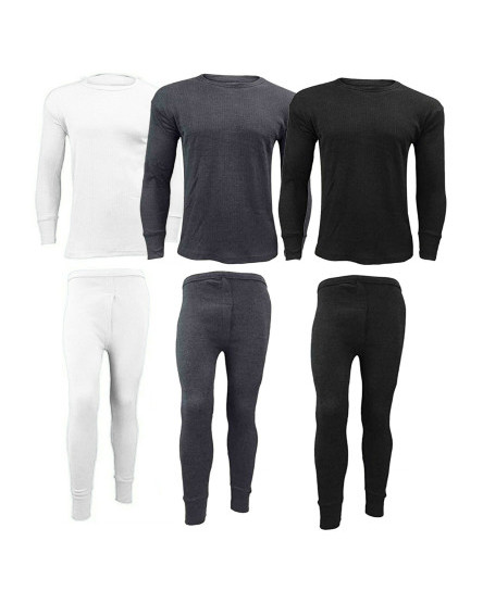 2 x FULL SET MENS THERMAL UNDERWEAR LONG SLEEVE VEST TOP & LONG JOHNS